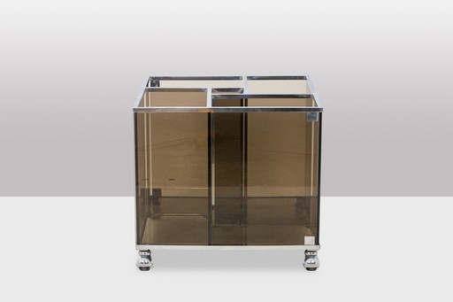 Jansen House. Mobile per dischi in vinile con vetro fumé. Anni '70.