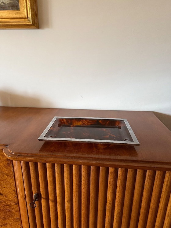 Image 1 of Hollywood regency brass and tortoiseshell lucite tray, Italy 1970s