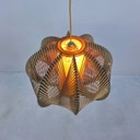 1960s string lamp. Gold wire with a plastic frame. Mid-century
