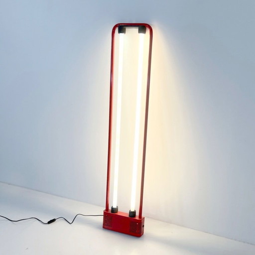 Lámpara de neón doble roja de Gian N. Gigante para Zerbetto, década de 1980