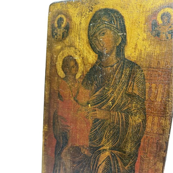 Antieke Russische icoon – Moeder Gods Hodegetria – 18e/19e Eeuw – H 29.5 x B 24 cm – Decoratieve objecten (photo 2 of 4)