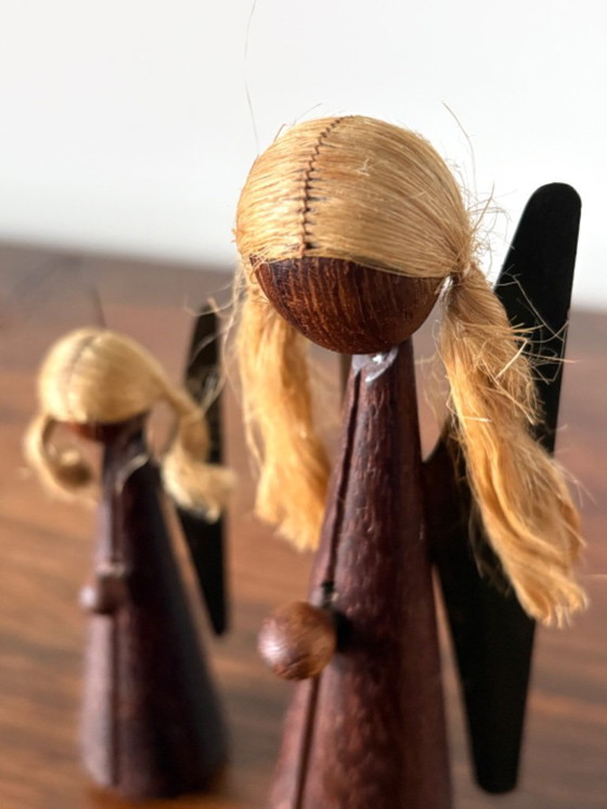 Image 1 of Vintage Danish-style Christmas angels in teak wood, 1960s