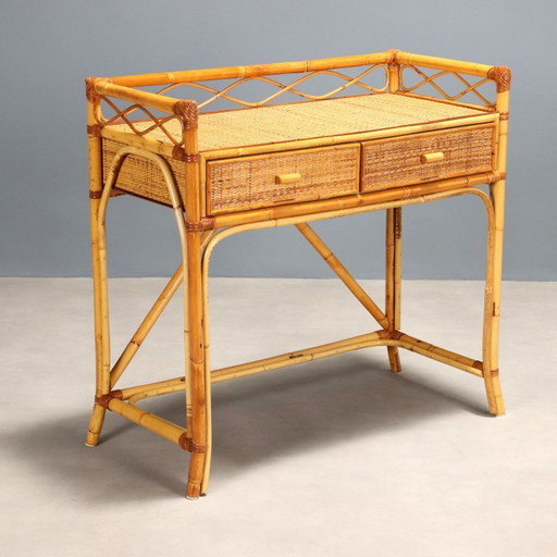 1970s bamboo console table