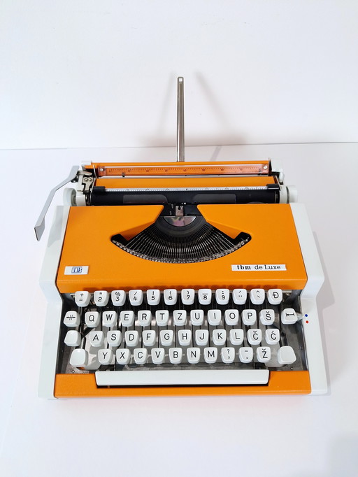 Vintage Typewriter Orange UNIS TBM De Luxe