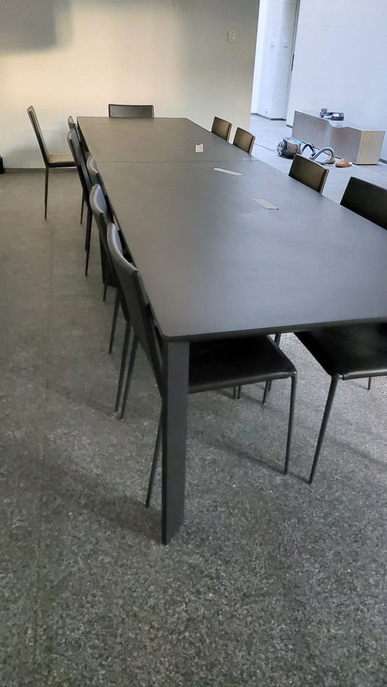 Image 1 of B&B Italia Alma – Dining Set: 2 Tables + 12 Leather Chairs (Roberto Barbieri)