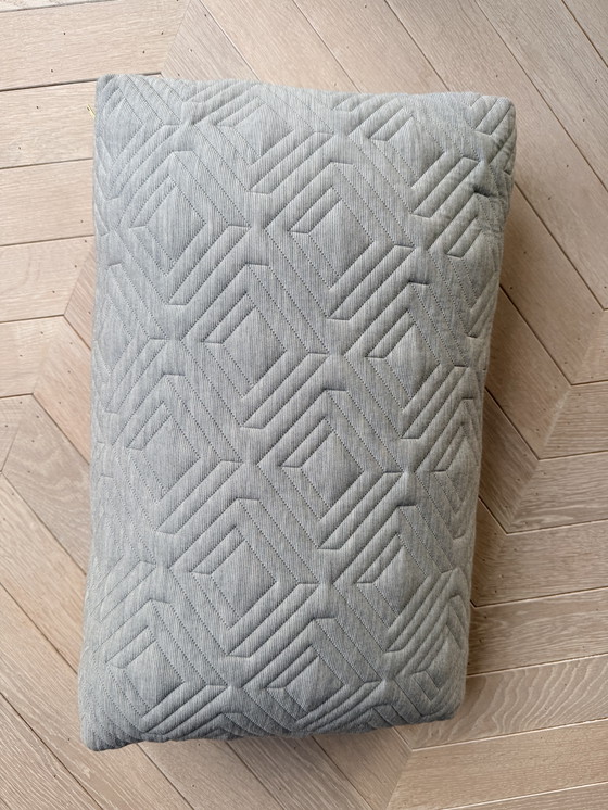 Image 1 of Ferm living, lichtgrijs dik sierkussen in ruitpatroon