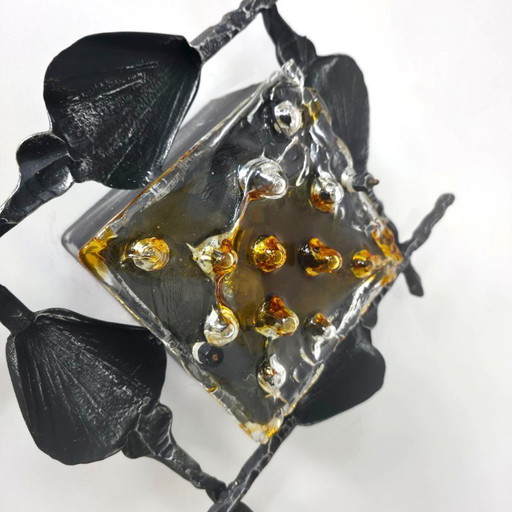 Wandlamp Brutalist jaren 60 Tom Ahlström & Ehrlich murano gietijzer mid century