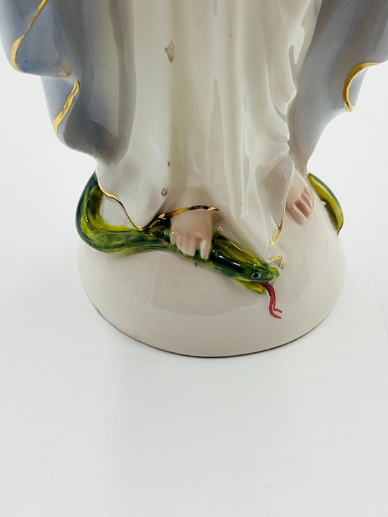 Estatua de Porcelana de Capodimonte de la Virgen María, Objetos decorativos, Cerámica, Azul, Klassiek (foto 7 de 12)