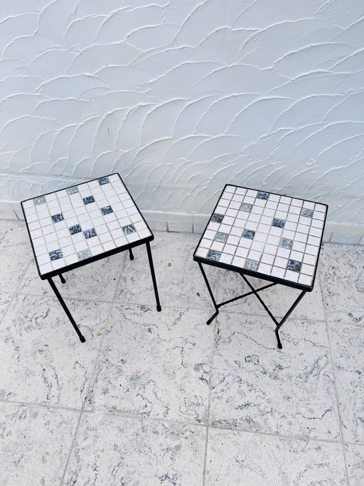 Duo of Ceramic Side Tables