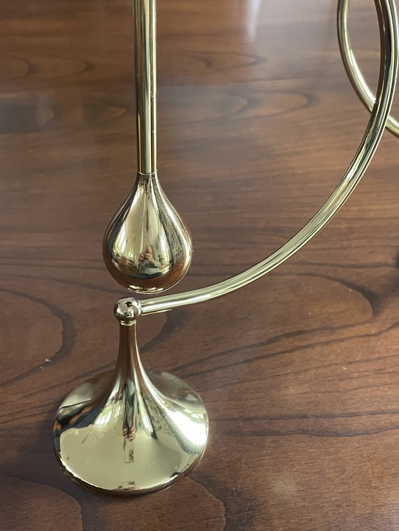 Image 1 of Lampade a olio in ottone di Freddie Andersen, Germania, 1970, con peso a perlina. Set di 2 candele "Clear Drops".