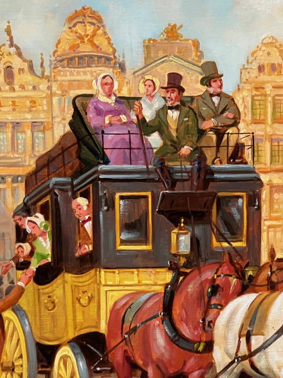 Quadro "Passeggiata in città"., Dipinti e disegni, Tela (foto 3 di 8)