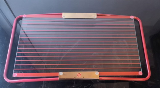 Image 1 of Vintage MB Patent Red Metal & Glass Serving Tray - Made in Italy - 1970s/1980s