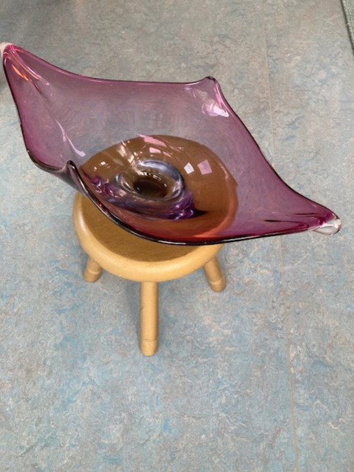 Royale murano glazen schaal - paars en blauw