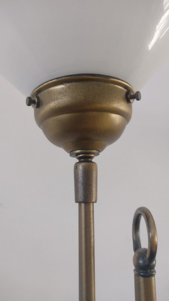 Image 1 of Vintage Brass Floor Lamp With Milk Glass