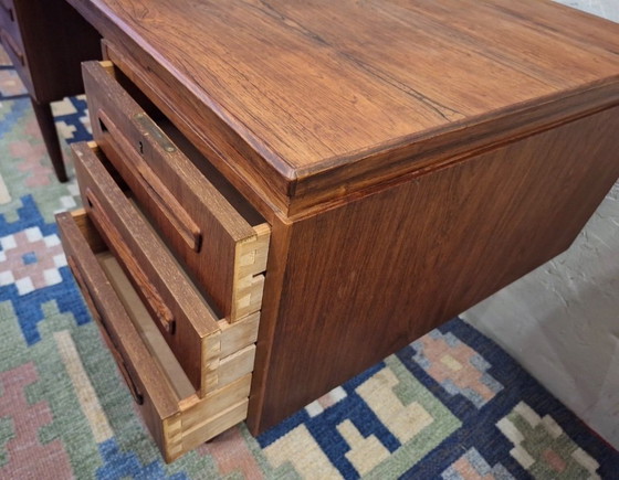 Image 1 of Mid Century Double-Sided Rosewood Desk by J Svenstrup for A P Mobler, Denmark, 1960s