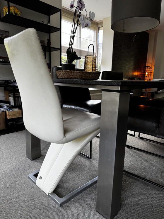 Image 1 of Rolf Benz 7800 Leder-Esszimmer-/Bürostuhl, cremefarben