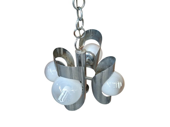 Image 1 of Iconic 1970s Vintage Chandelier – Space Age Design in Chrome Iron