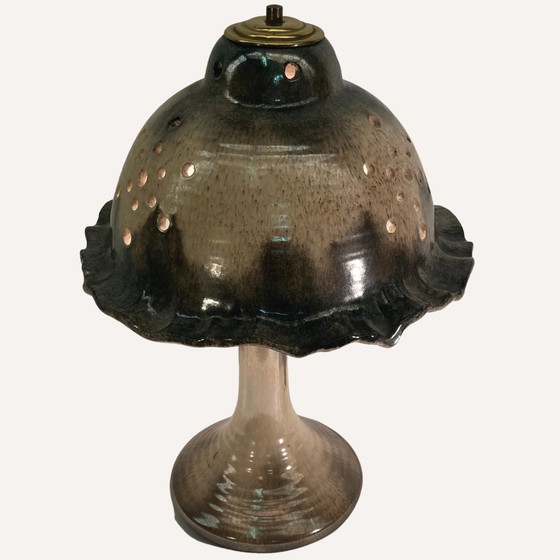 Image 1 of Lampe de table champignon en céramique émaillée et émaillée du Mid Century