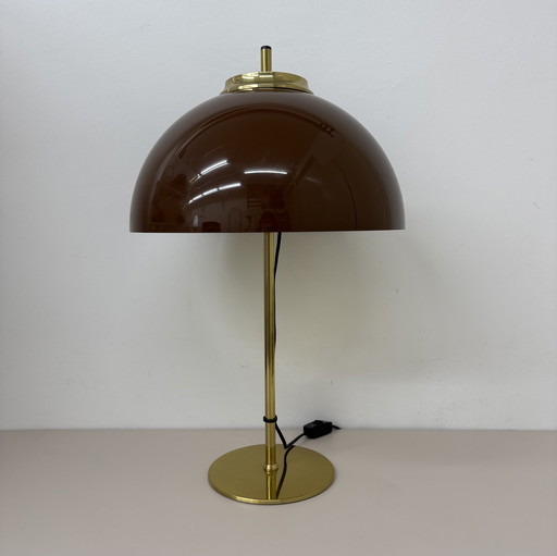 Vintage Mushroom Tischlampe mit goldenem Metallsockel, 1970er Jahre