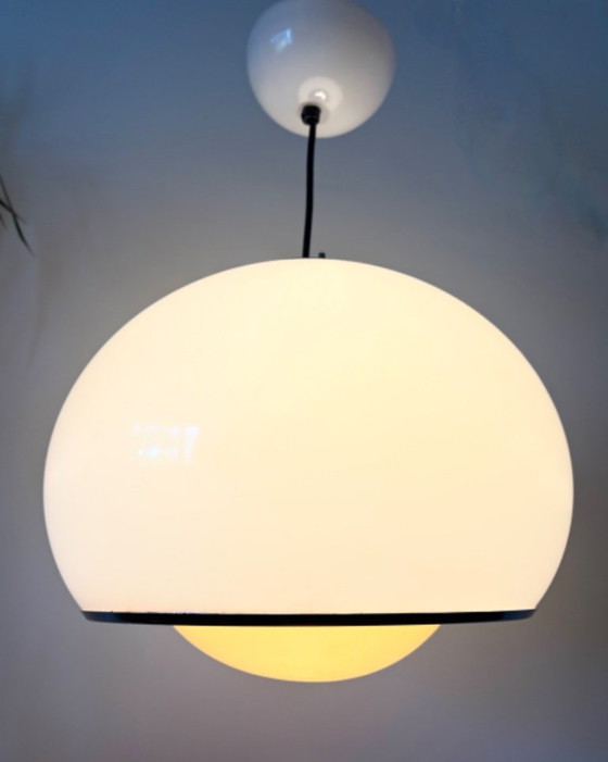 Lampada da soffitto vintage retrò degli anni '70 di Guzzini, Lampade a sospensione, Plexiglass, Cromo, Bianco (foto 5 di 11)
