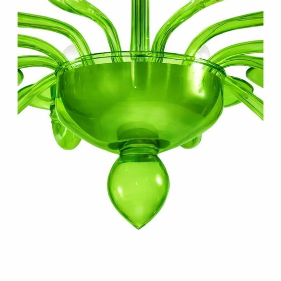Image 1 of Lámpara de araña contemporánea de cristal de Murano verde estilo italiano
