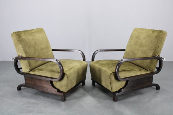 Image 1 of 1930 Rare poltrone Art Déco regolabili restaurate, Cecoslovacchia