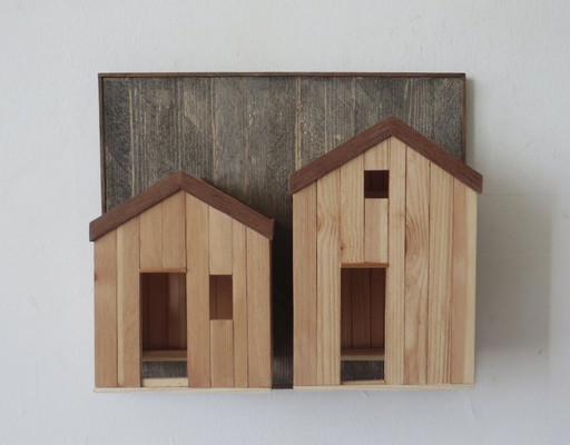 Eric van Solm - 'The Neighbors' – beeldhouwkunst, Wood