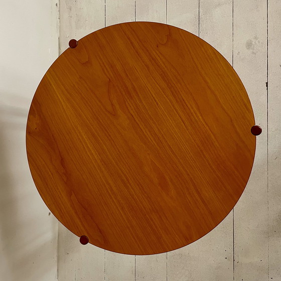 Image 1 of Side table, round, wood and wood veneer, Swedish design, vintage