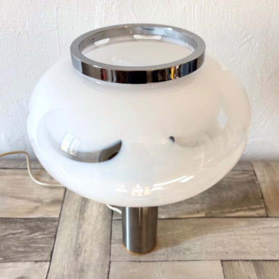 Vintage Space Age Lamp - Murano - Design - Mushroom, Table lamps, Glass, Metal, White, Modern (photo 7 of 8)