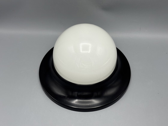 Image 1 of Plastic ceiling lamp in a modern black and white design