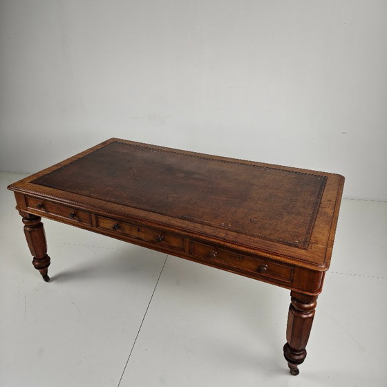 Image 1 of Escritorio inglés de dos caras para socios del siglo XIX – S. & H. Jewell