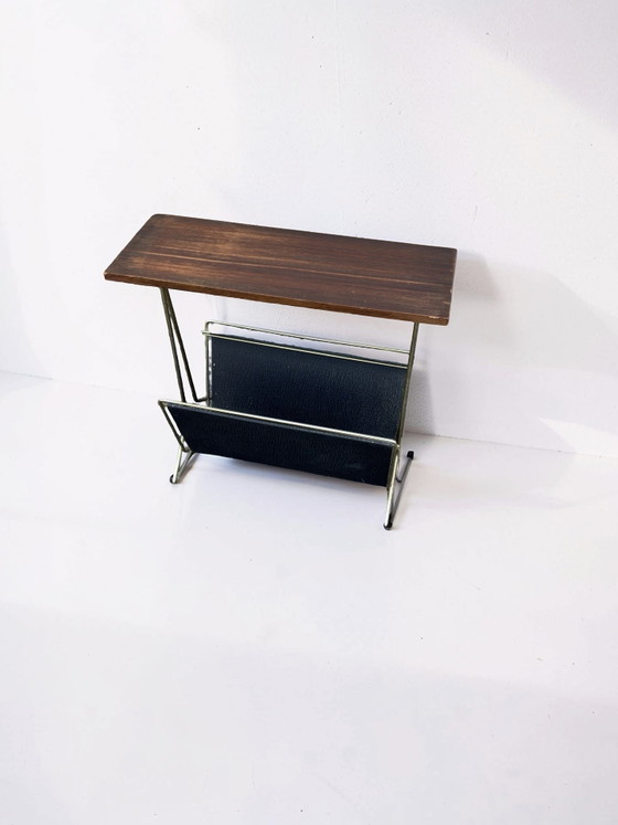 Image 1 of Vintage side table with magazine rack