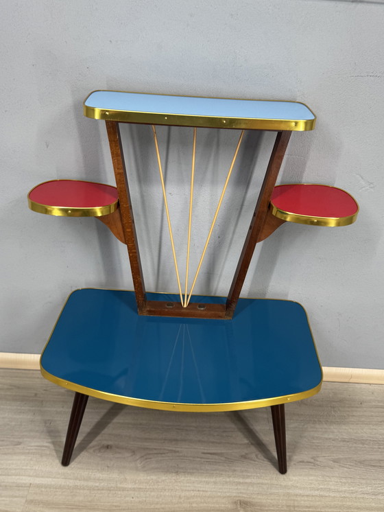 Image 1 of Vintage Formica Mid-Century Plantentafel met Space Age vibes