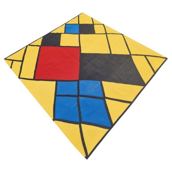 Piet Mondrian Composition A Handwoven Tapestry | Hedendaagse textielkunst | 200 × 215 cm (79 × 85 inch) (photo 7 of 9)