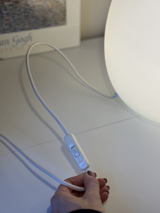 Image 1 of Vintage Domec lamp - egg-shaped matt white glass - Vianne France - large size