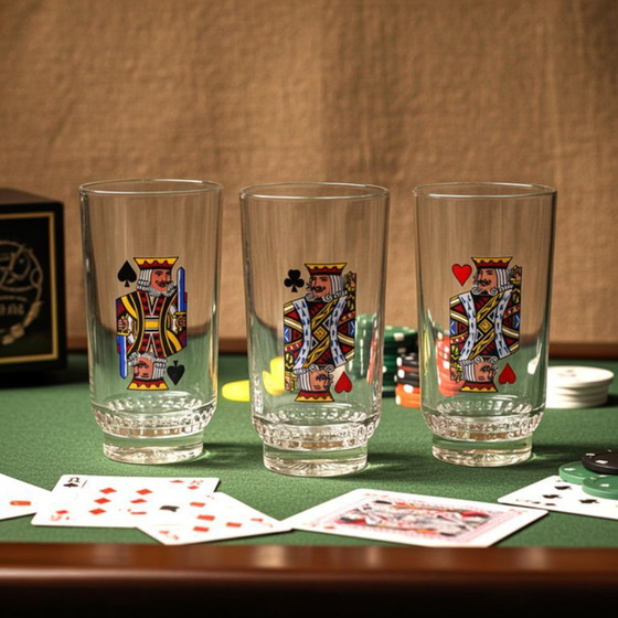 Image 1 of Juego de bar de póker y casino "Bridge" – 4 vasos y 4 ceniceros en su caja original