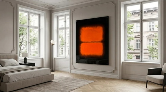 Pure Luxury – Abstract Homage to Mark Rothko | Black & Vintage Orange | 95 × 95 cm | Acrylic Glass with Black (photo 5 of 9)