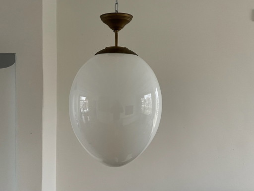 Lámpara colgante Art Déco XXL - Opalina y Latón