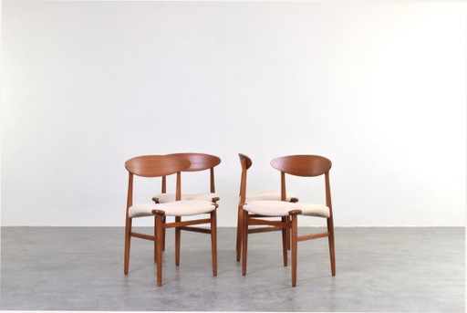 Mid-Century Danish Teak Dining Chairs by Ejner Larsen & Aksel Bender Madsen, 1960s, Set of 4. (photo 2 of 12)