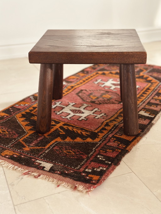 Taburete brutalista de madera, mesa auxiliar para plantas, Japandi