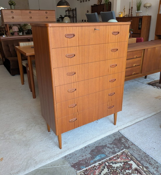 Image 1 of Vintage teak Scandinavian chest of drawers, tallboy