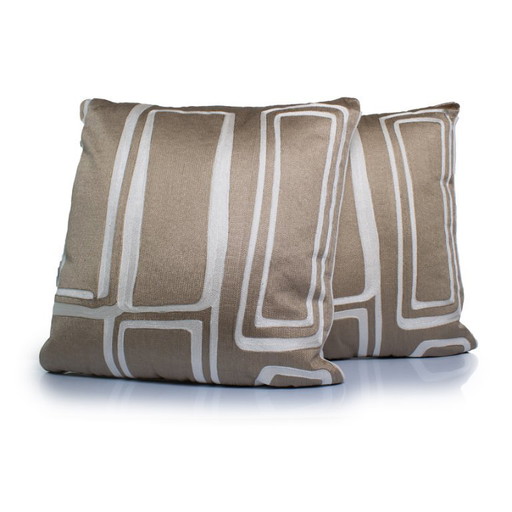 Eichholtz, Dos cojines Ribeira en beige y blanco – kussentjes, Polyester