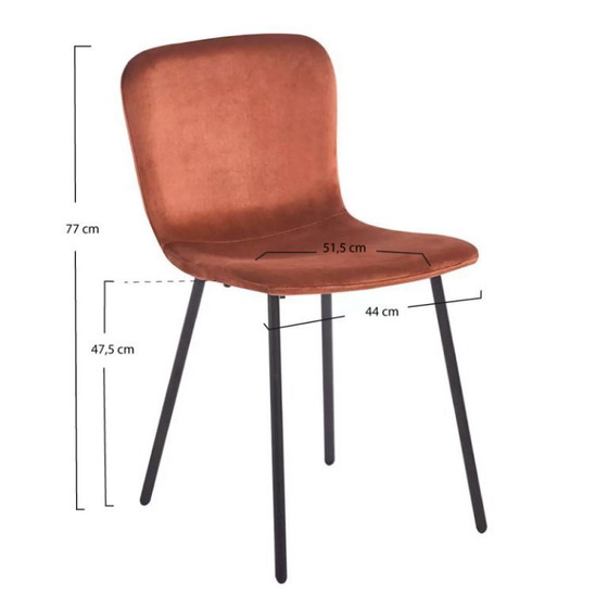 Image 1 of 2 chaises velours brun cuivre - Neuves