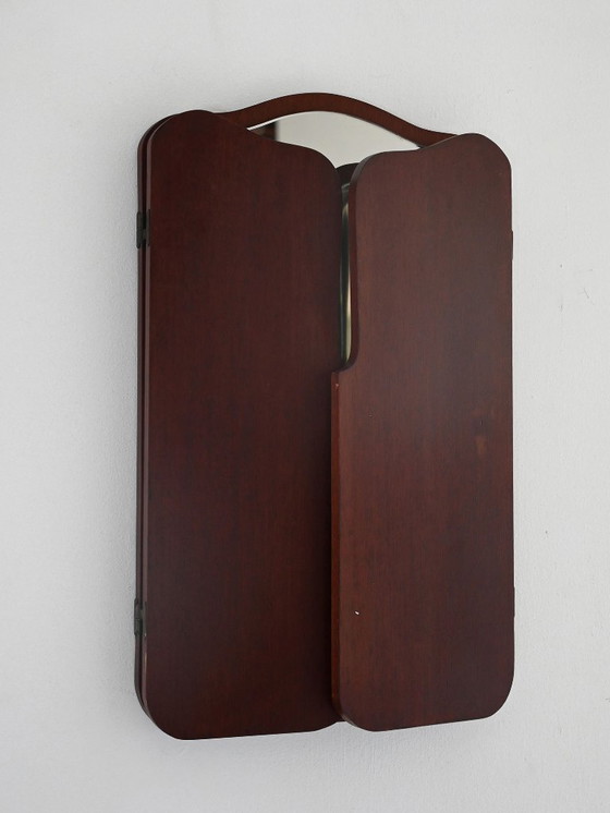 Image 1 of Miroir scandinave vintage avec panneaux latéraux rabattables