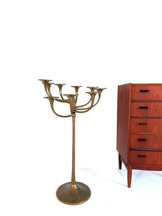 Image 1 of Candeliere brutalista XL in bronzo, Michael Harjes '70