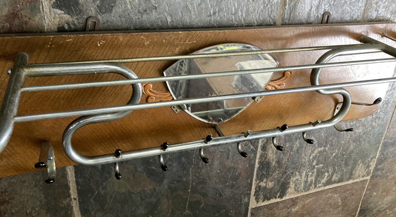 Image 1 of Vintage coat rack with chrome tube and mirror