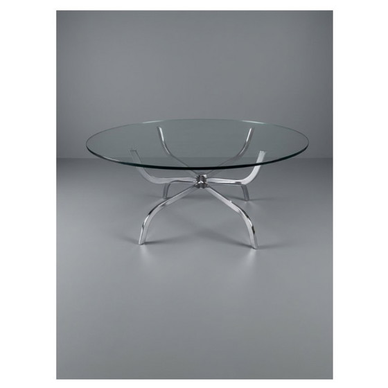 Image 1 of Table basse design vintage années 70 - Chrome et verre - Style futuriste