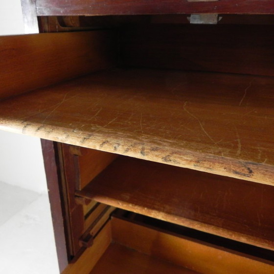 Image 1 of Eiken rolluikkast met 2 luiken, 148 cm hoog, jaren 20
