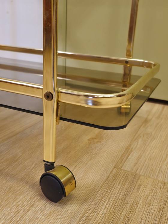 Image 1 of Vintage Serving Cart Barcart Beverage Cart Trolley Brass