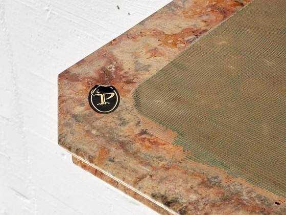 Image 1 of Console table in reddish-brown marble with polished surface, Italy